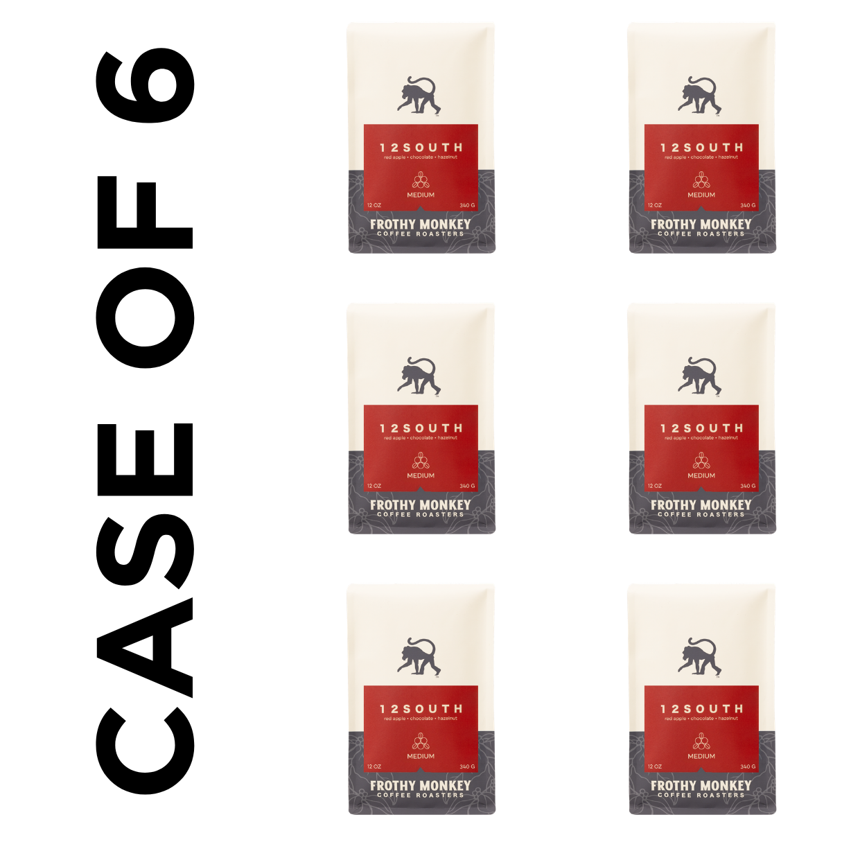Case of six 12South coffee 12oz bags from Frothy Monkey Coffee Roasters