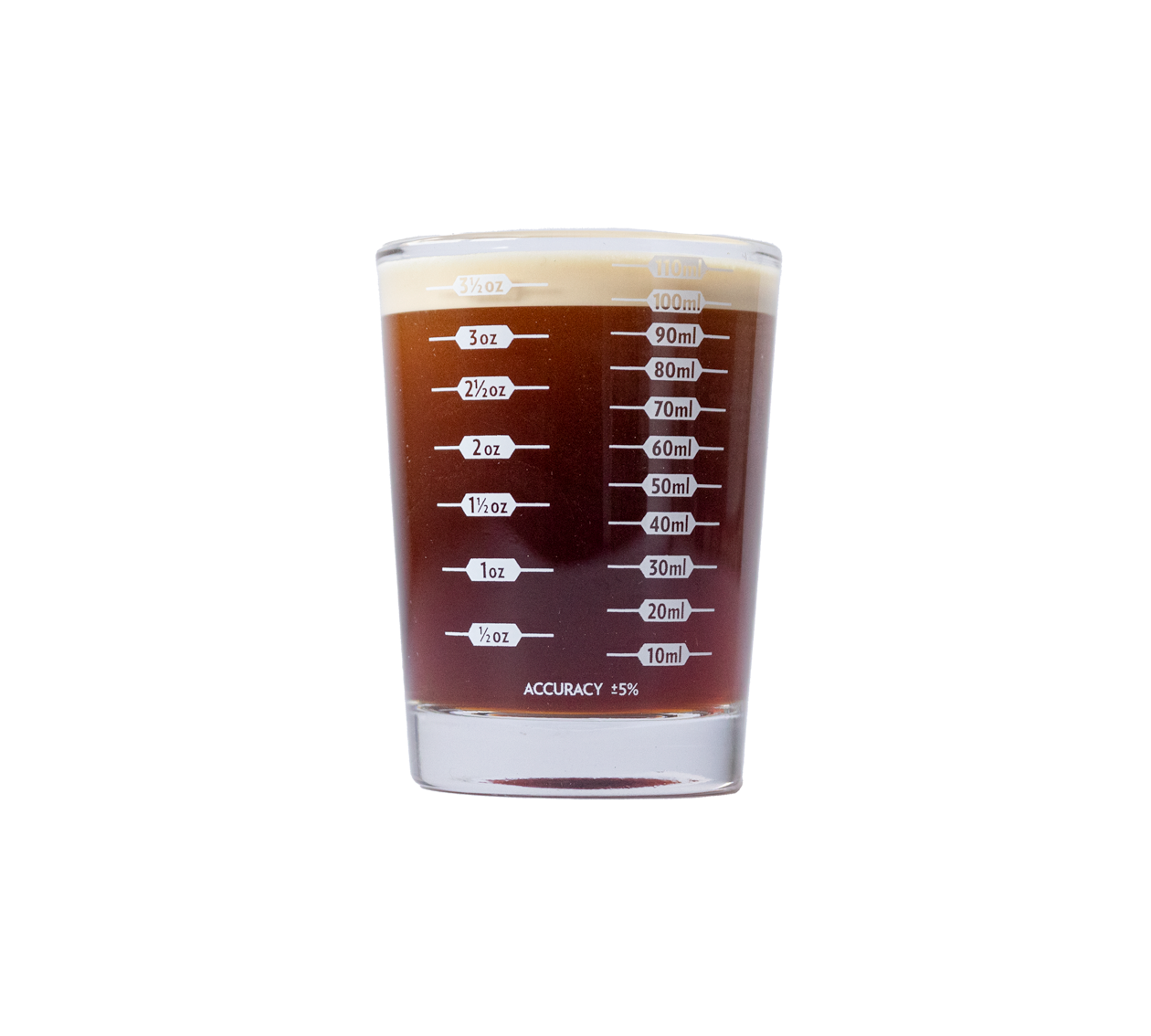 2 oz, filled with espresso.