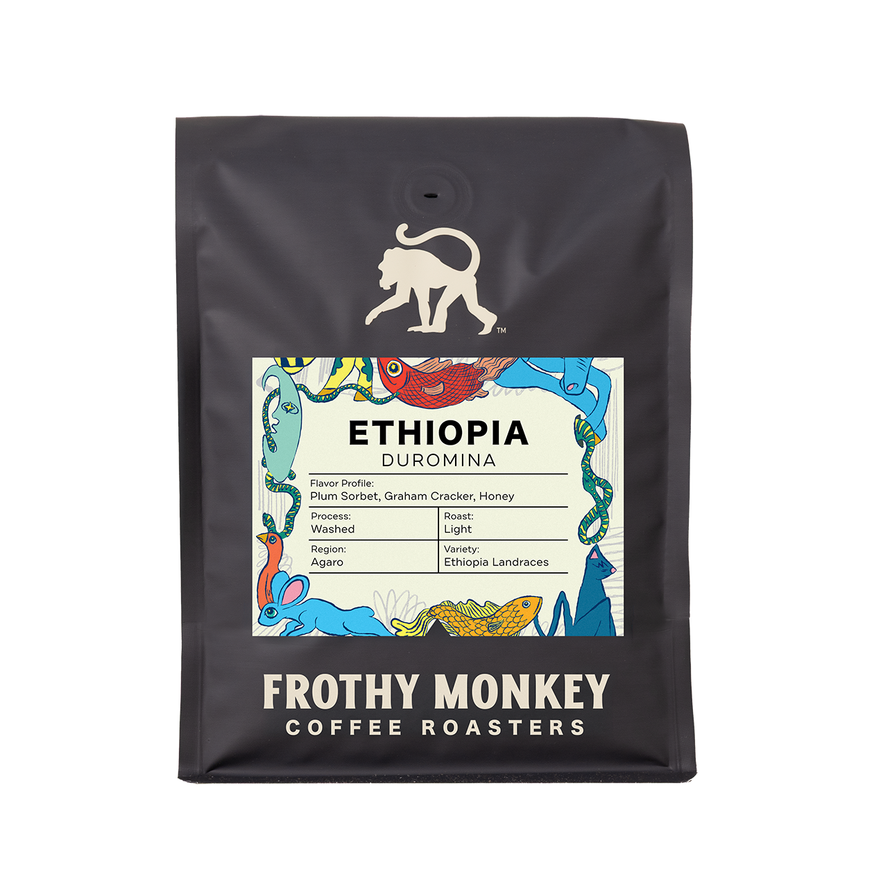 Ethiopia Duromina coffee 2lb bag from Frothy Monkey Coffee Roasters