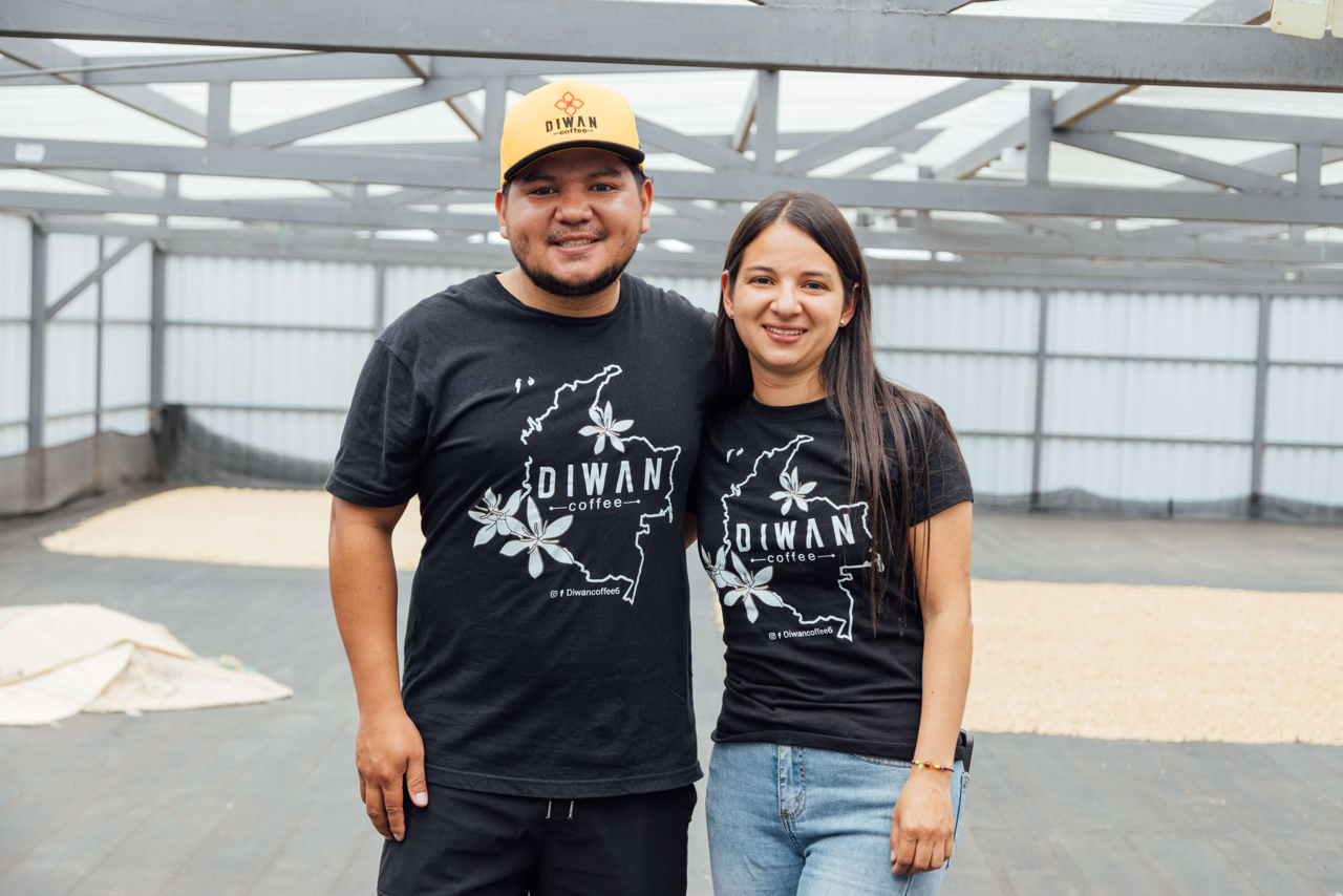 Yessica and Diego Parra, fourth-generation coffee growers and siblings who founded Diwan Coffee at El Mirador farm in Huila, Colombia