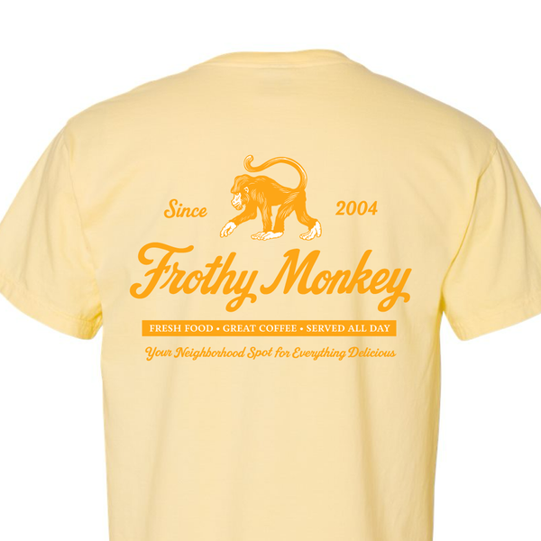 Frothy Monkey Vintage Logo Tee – Yellow | Frothy Monkey Coffee