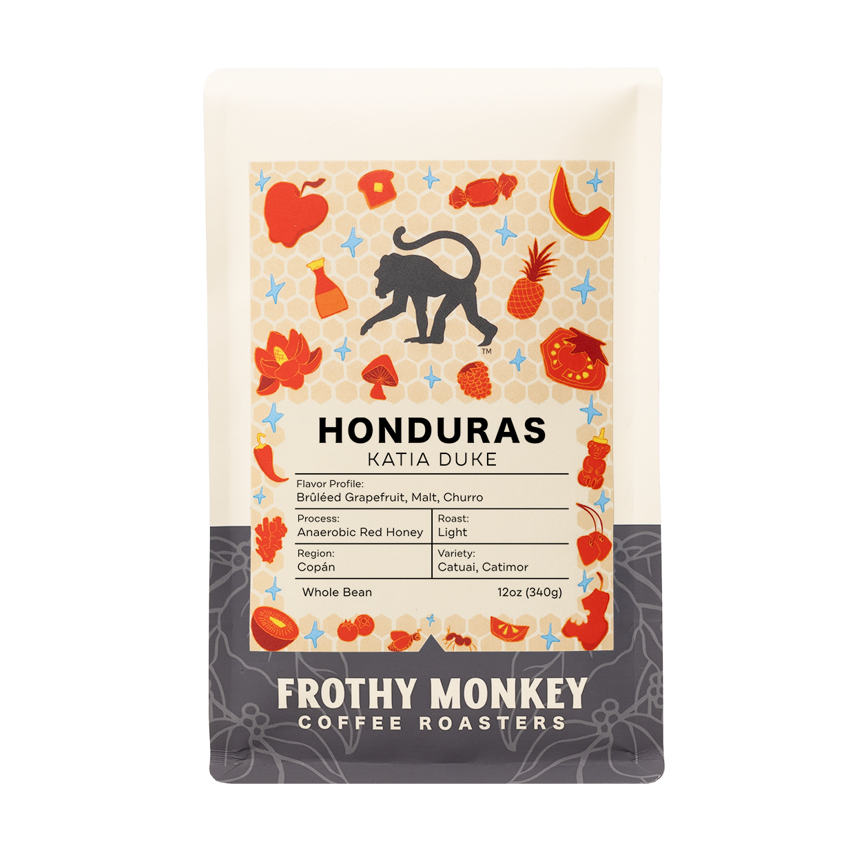Honduras Katia Duke coffee bag, anaerobic red honey Catuai and Catimor from Copán, Honduras